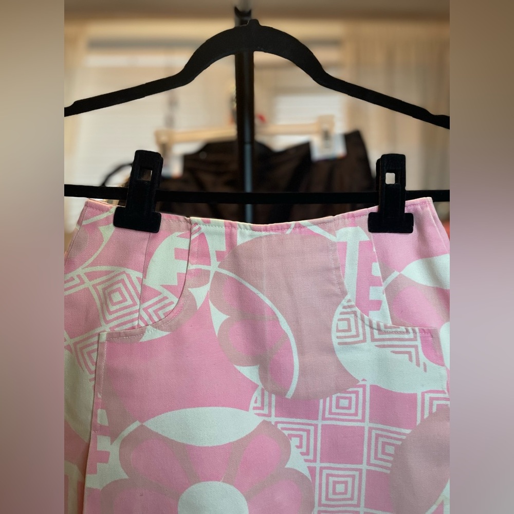 Pink Floral Geometric A-Line Mini Skirt Gordon of Philadelphia - Picture 2 of 10
